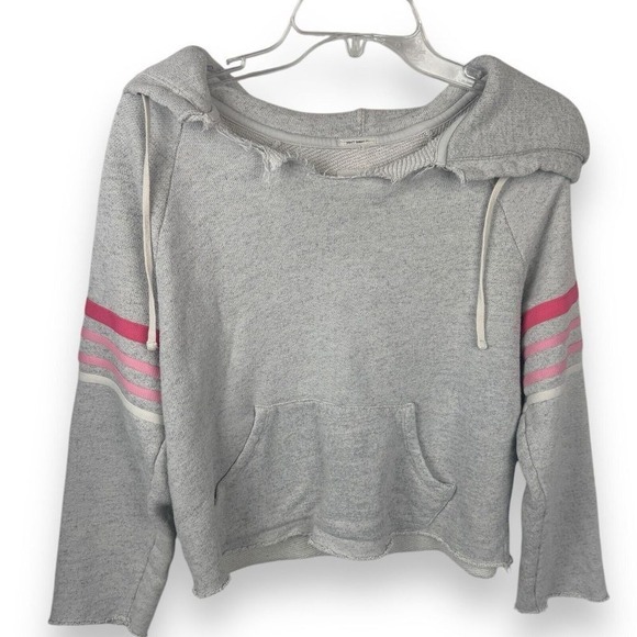Mother Square Tear Style Hoodie Womens Size‎ Medium Rare Pink Striped Sweatshirt - Picture 1 of 14
